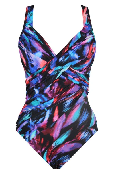 Shop Miraclesuit Fuego Flora Revele One-piece Swimsuit In Blk/ Multi