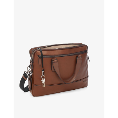 Tumi Mens Cognac Harrison Sycamore Leather Briefcase In Cognac