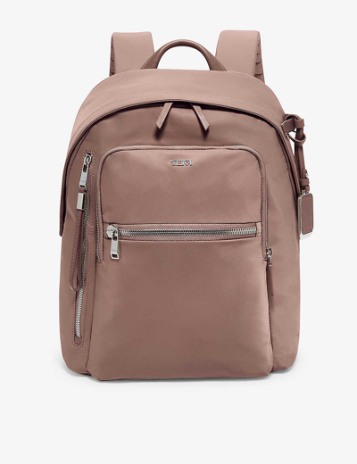 Shop Tumi Halsey Zip-pocket Branded Nylon Backpack In Light Mauve
