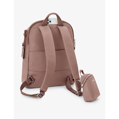 Shop Tumi Halsey Zip-pocket Branded Nylon Backpack In Light Mauve