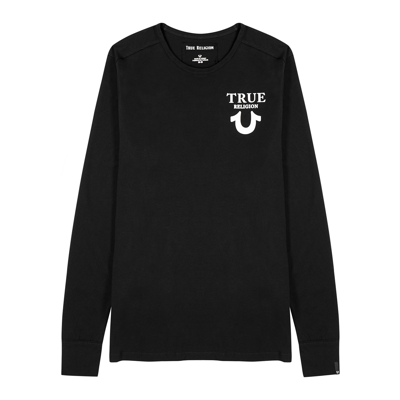 Shop True Religion Black Logo-print Cotton Top