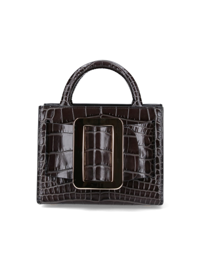 Shop Boyy 'bobby 18 Croc-embossed' Handbag In Brown