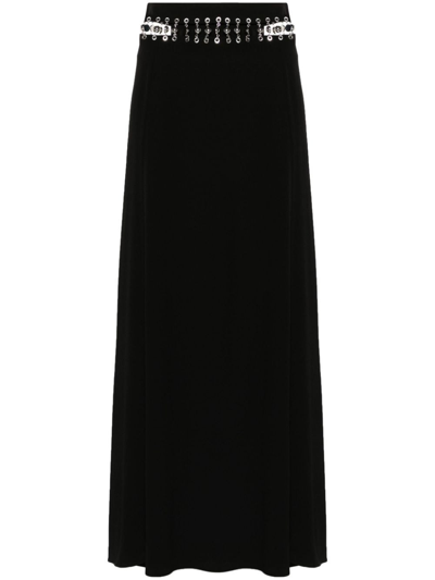 Shop Rabanne Long High Waist Skirt In Black  