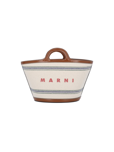 Shop Marni 'tropicalia' Small Tote Bag In Cream