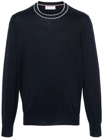 Shop Brunello Cucinelli Crew-neck Sweater In Blue