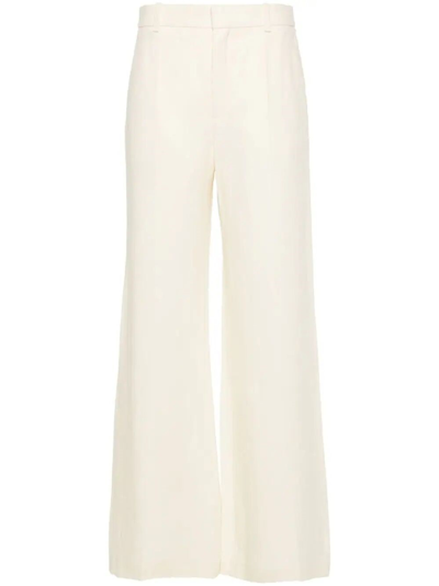 Chloé Chloe Women Cream Canvas Wide-leg Pant In Yellow