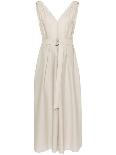 Shop Brunello Cucinelli Long Dress In Beige