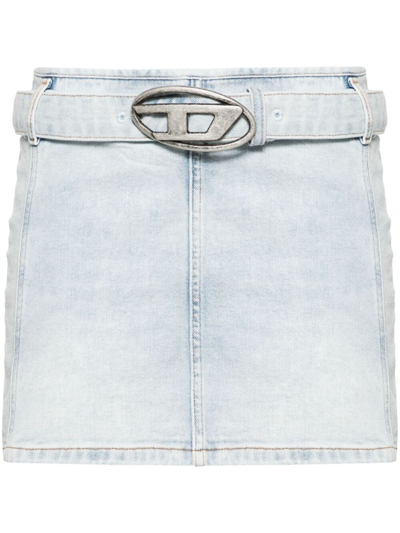 Shop Diesel `flip` Denim Mini Skirt In Blue