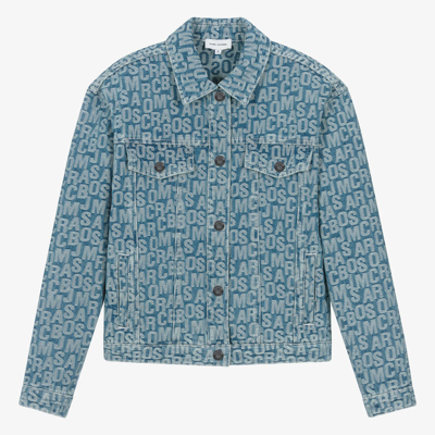 Shop Marc Jacobs Teen Boys Blue Jacquard Denim Jacket