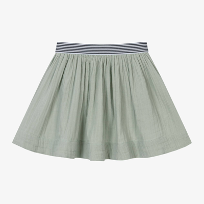Shop Petit Bateau Girls Green Cotton Muslin Skirt