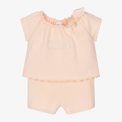 Shop Chloé Baby Girls Pink Cotton Shortie