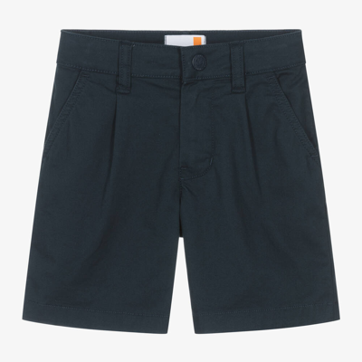 Shop Timberland Boys Navy Blue Cotton Chino Shorts