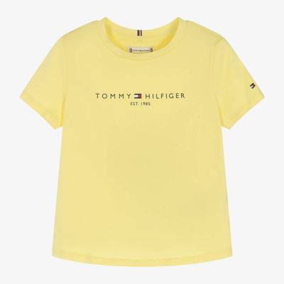 Shop Tommy Hilfiger Girls Yellow Cotton T-shirt