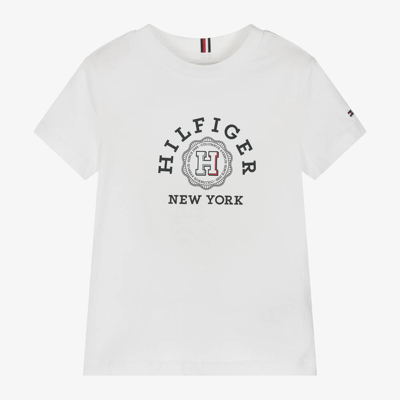 Shop Tommy Hilfiger Boys White Cotton Monotype Logo T-shirt