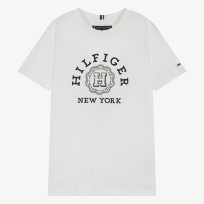 Shop Tommy Hilfiger Teen Boys White Cotton Monotype Logo T-shirt