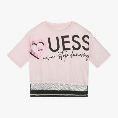 Shop Guess Junior Girls Pink Cotton Dance T-shirt