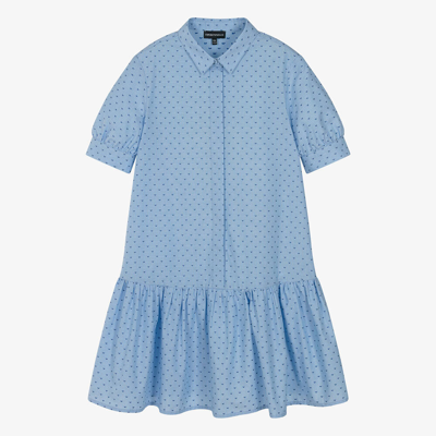 Shop Emporio Armani Teen Girls Blue Cotton Shirt Dress