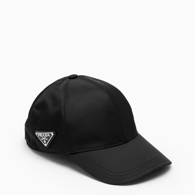 Shop Prada Black Cap With Visor In Nero