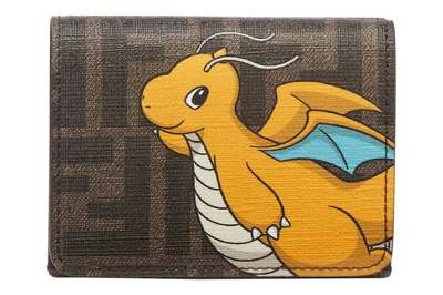 Pre-owned Fendi X Frgmt X Pokemon Ff Fabric Wallet Brown/yellow
