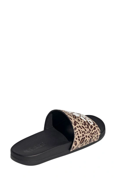 Adidas Originals Adilette Comfort Slide Sandal In Black/ Off White/ Magic Beige