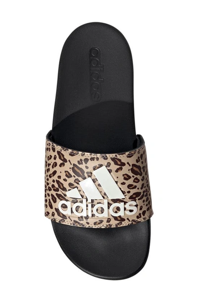 Adidas Originals Adilette Comfort Slide Sandal In Black/ Off White/ Magic Beige