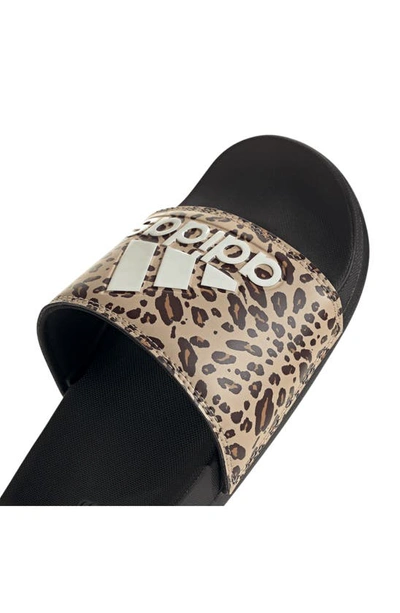Adidas Originals Adilette Comfort Slide Sandal In Black/ Off White/ Magic Beige
