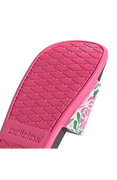 Shop Adidas Originals Adilette Comfort Slide Sandal In Carbon/ Off White/ Lucid Pink