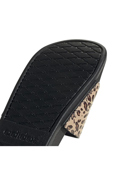 Adidas Originals Adilette Comfort Slide Sandal In Black/ Off White/ Magic Beige