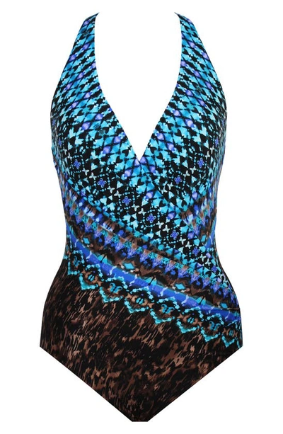 Miraclesuit Untamed Wrapsbody One-piece Swimsuit In Brown Multi