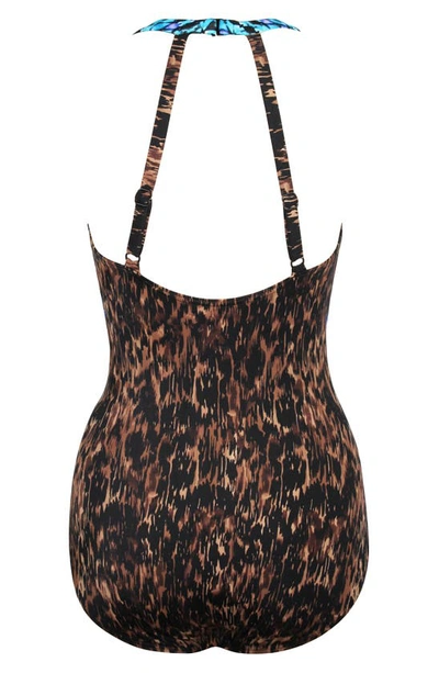Miraclesuit Untamed Wrapsbody One-piece Swimsuit In Brown Multi