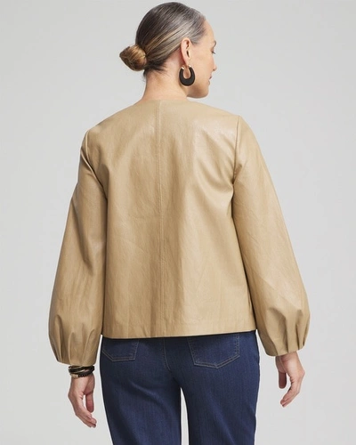 Shop Chico's Balloon Sleeve Faux Leather Jacket In Tan Size Large |  In Brioche
