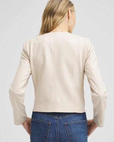Shop Chico's Faux Leather Ponte Detail Jacket In Neutral Size Large |