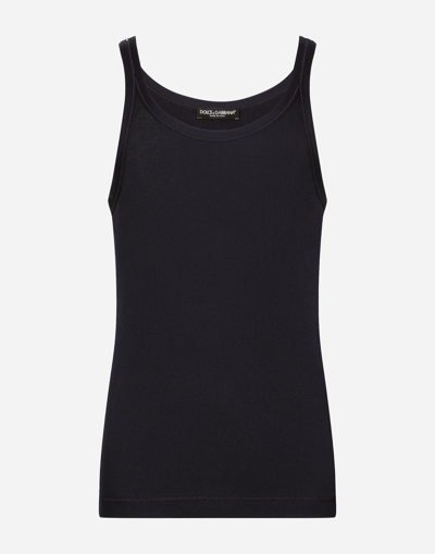 Shop Dolce & Gabbana Slim-fit Fine-rib Singlet In Black