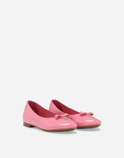 Shop Dolce & Gabbana Patent Leather Ballet Flats In Pink