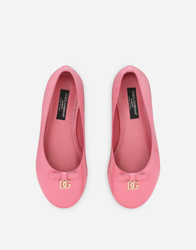 Shop Dolce & Gabbana Patent Leather Ballet Flats In Pink