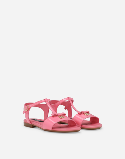 Shop Dolce & Gabbana Patent Leather Sandals In Pink