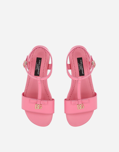 Shop Dolce & Gabbana Patent Leather Sandals In Pink