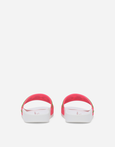 Dolce & Gabbana Rubber Beachwear Sliders In Pink