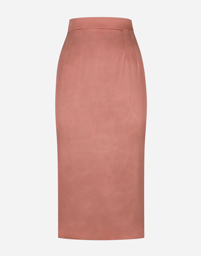 Shop Dolce & Gabbana Silk Satin Midi Skirt In Pink