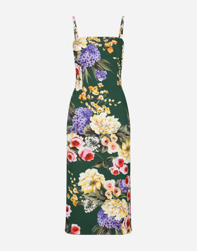 Shop Dolce & Gabbana Charmeuse Strapless Dress With Garden Print