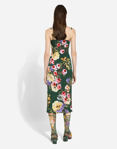 Shop Dolce & Gabbana Charmeuse Strapless Dress With Garden Print
