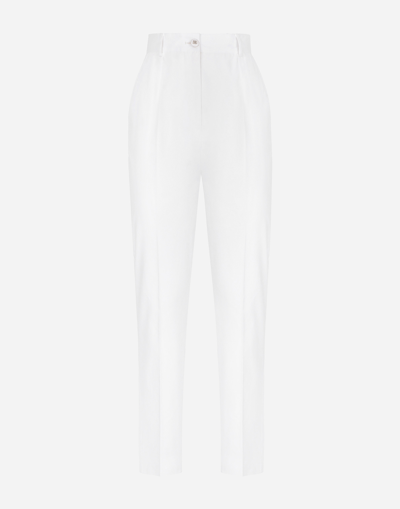 Dolce & Gabbana High-waisted Gabardine Trousers In White