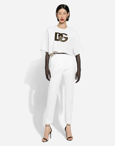 Dolce & Gabbana High-waisted Gabardine Trousers In White