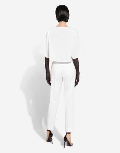 Dolce & Gabbana High-waisted Gabardine Trousers In White