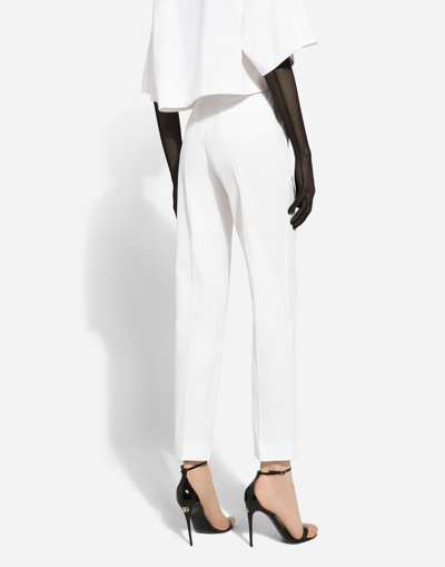 Dolce & Gabbana High-waisted Gabardine Trousers In White