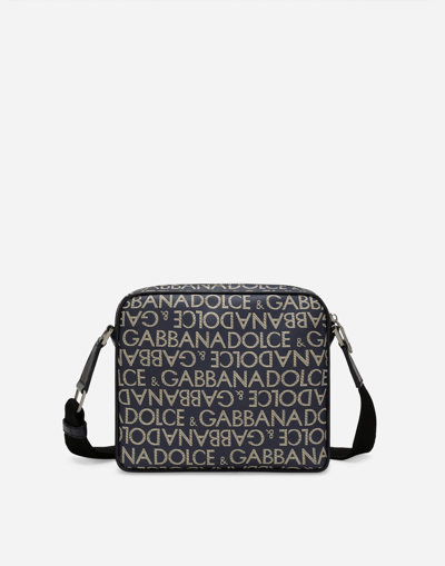 Shop Dolce & Gabbana Coated Jacquard Crossbody Bag In Blue