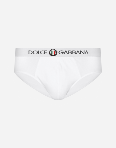 Dolce & Gabbana Elastic Waist Logo Briefs In White