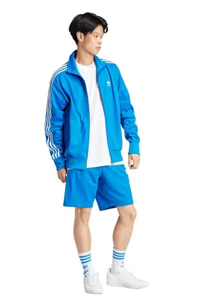 Shop Adidas Originals Firebird Sweat Shorts In Bluebird/ White