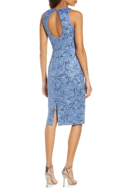 Shop Vince Camuto Sequin Lace Sleeveless Sheath Dress In Periwinkle