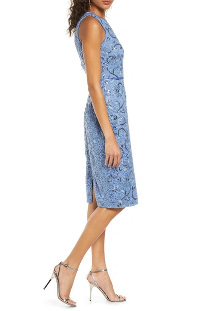 Vince Camuto Petite Cutout-back Embellished Lace Dress In Periwinkle